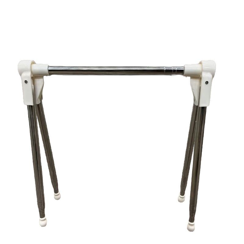 Telescopic folding indoor balcony floor stainless steel clothes hanger travel hotel clothes pole storage artifact