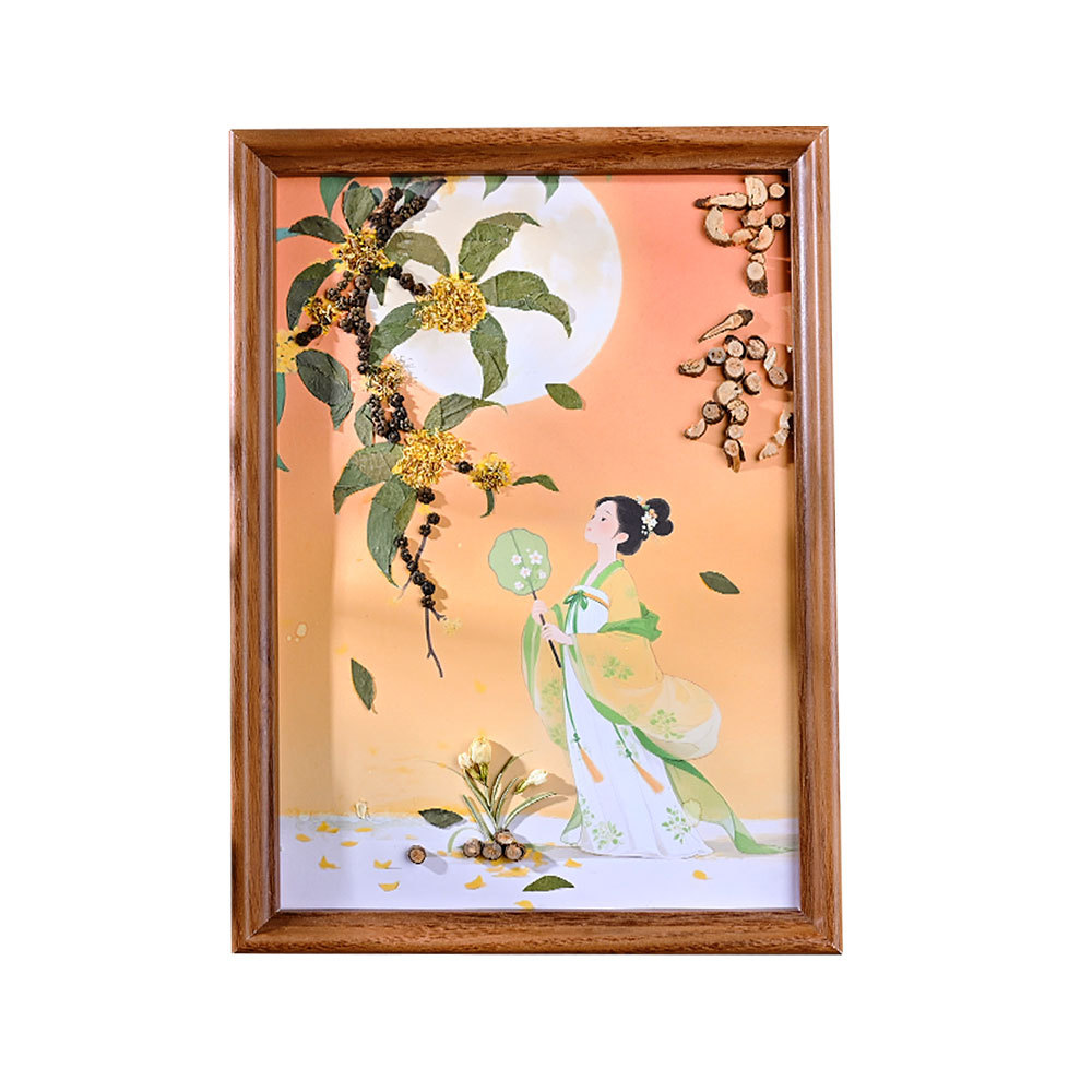 Mid-Autumn Festival Chinese Herbal Fragrance Painting DIY Chinese Style Cultural and Creative Chinese Medicine Painting Chinese Medicine Culture Team Building Handmade Activity Materials