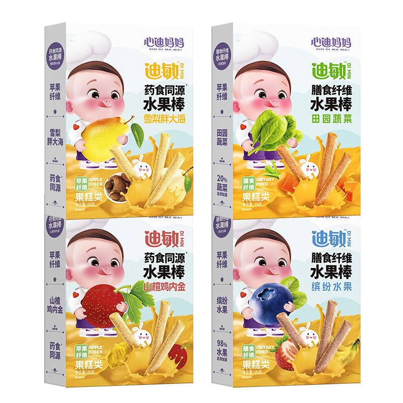 New Arrival in (25 Years) Xindi Mama Dietary Fiber Fruit Bars 25G/Box Children's Snacks Pulp Bars