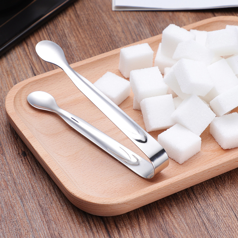 Cross-Border 304 Stainless Steel Ice Tongs, Sugar Cube Tongs, Ice Cube Clips, Small Ice Tongs, Restaurant Food Clips