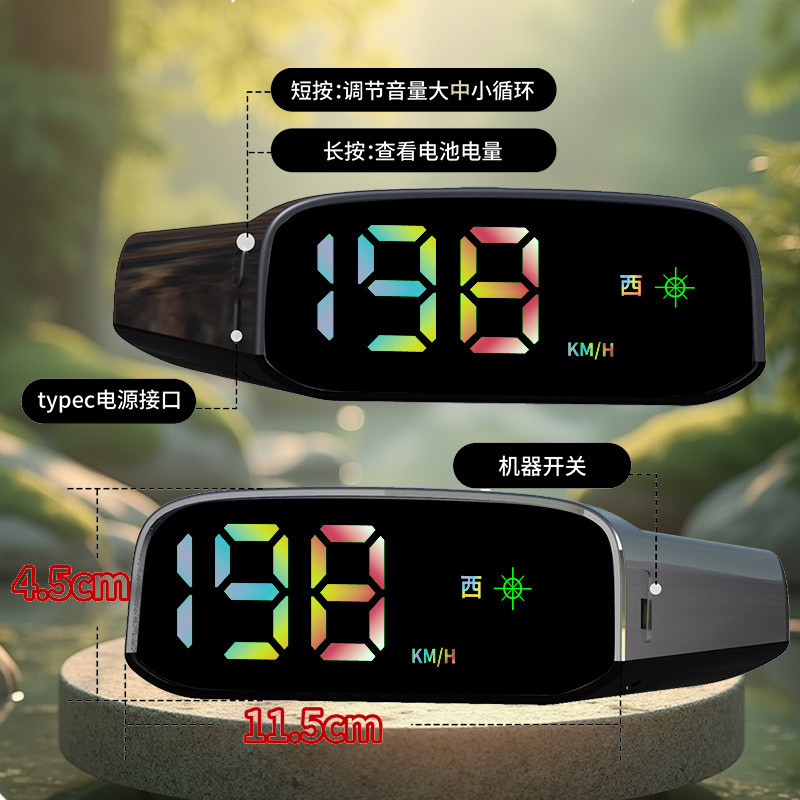 New Solar Hud Head-Up Display Without Wiring Safety Warning Instrument Vehicle Speed and Time All-In-One Machine