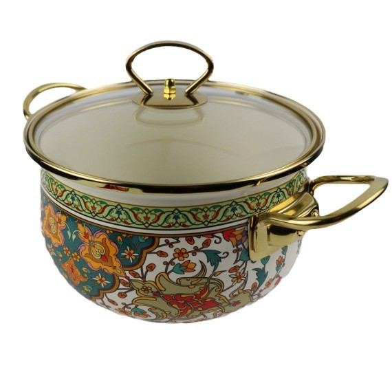 Enamel Pot, Soup Pot, Double-Handle Pot, Enamel Apple Pot, Suitable for Induction Cooker and Gas Stove, Stewing Soup, Environmentally Friendly Enamel Material, for Home Use