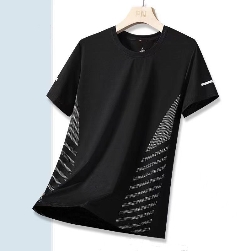 Ice Silk Quick-drying Short-sleeved T-shirt Men's Summer Thin Breathable Round Neck Upper Clothes Loose Cool-feeling Youth Sports Sweatshirt