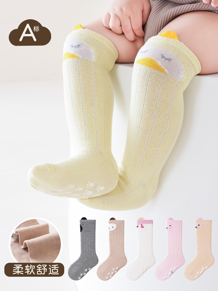 Cartoon baby socks autumn and winter non-slip dispensing baby socks pure polyester cotton newborn mid-length over-the-knee socks batch