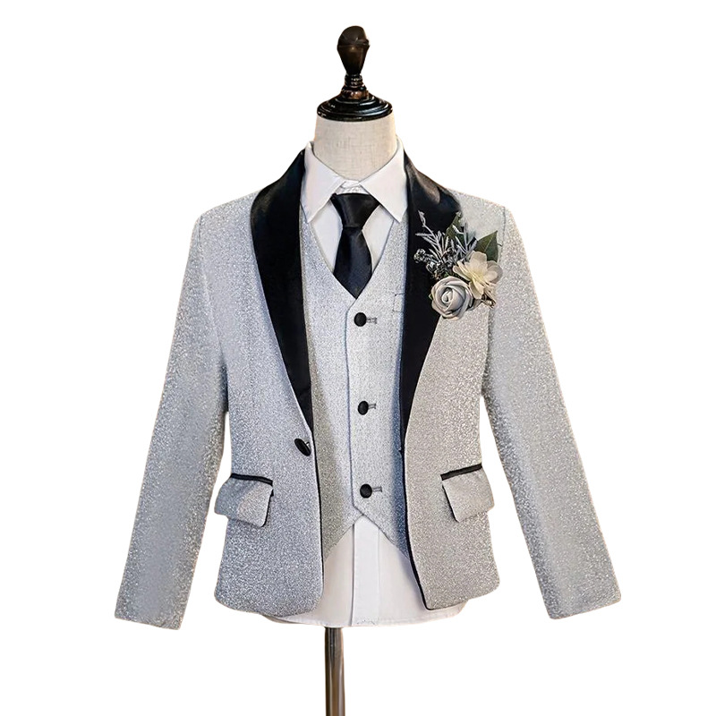 2025 Boys' Suit Set Children's Little Host Shoulder Badge Formal Wear Performance Suit Small Clothing Children's Suit