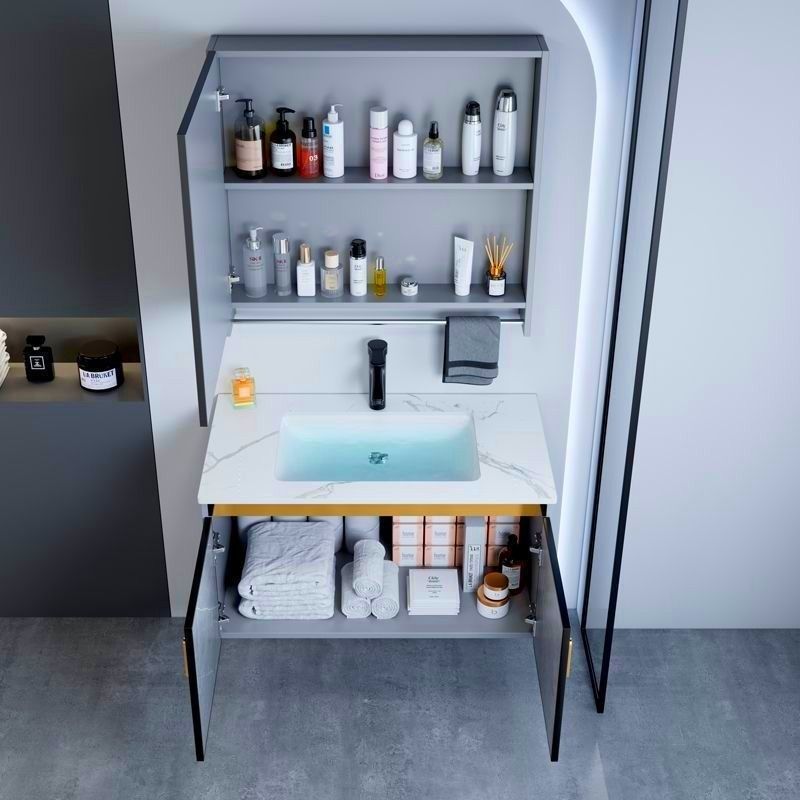 Space aluminum bathroom cabinet combination small apartment bathroom ceramic wash basin wash table bathroom integrated wash basin pool