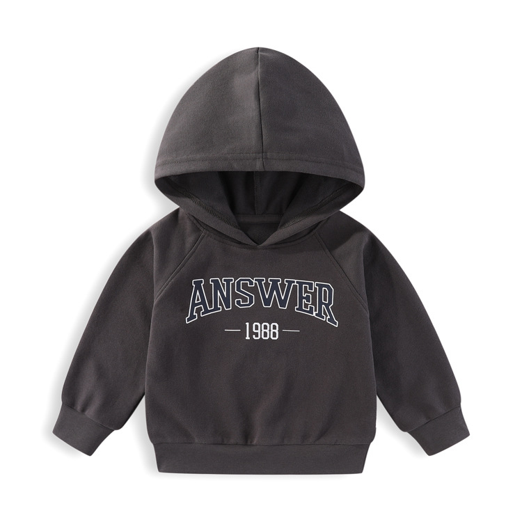 2025 Spring New Style 2-8 Years Old Casual European and American Hooded Letter Round Neck Sweatshirt Boys Trendy Loose and Versatile Fashion