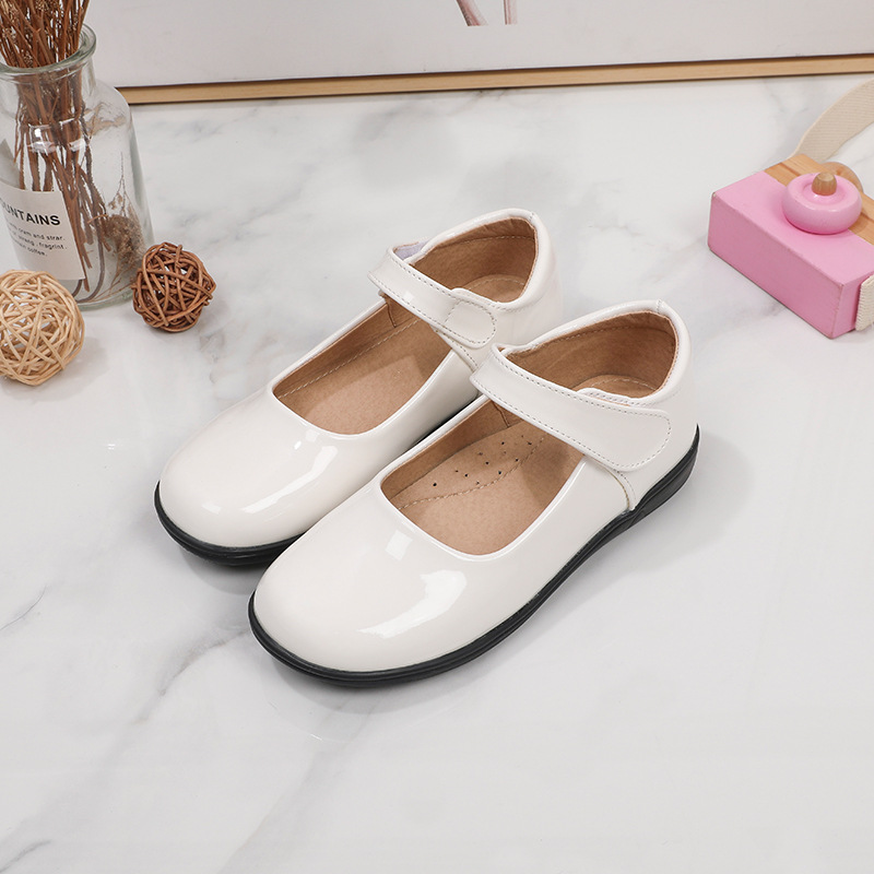 Girls Leather Shoes Black and White Children's Table Shoes Spring and Autumn New Middle and Large Children's Princess Dress Shoes Primary School Students' Single Shoes