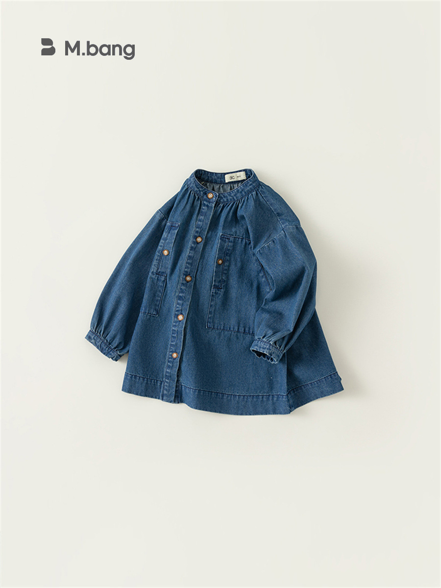 Yu Bao children's clothing Korean girls autumn solid color long sleeve denim skirt children's skirt 2025 spring CQ83112