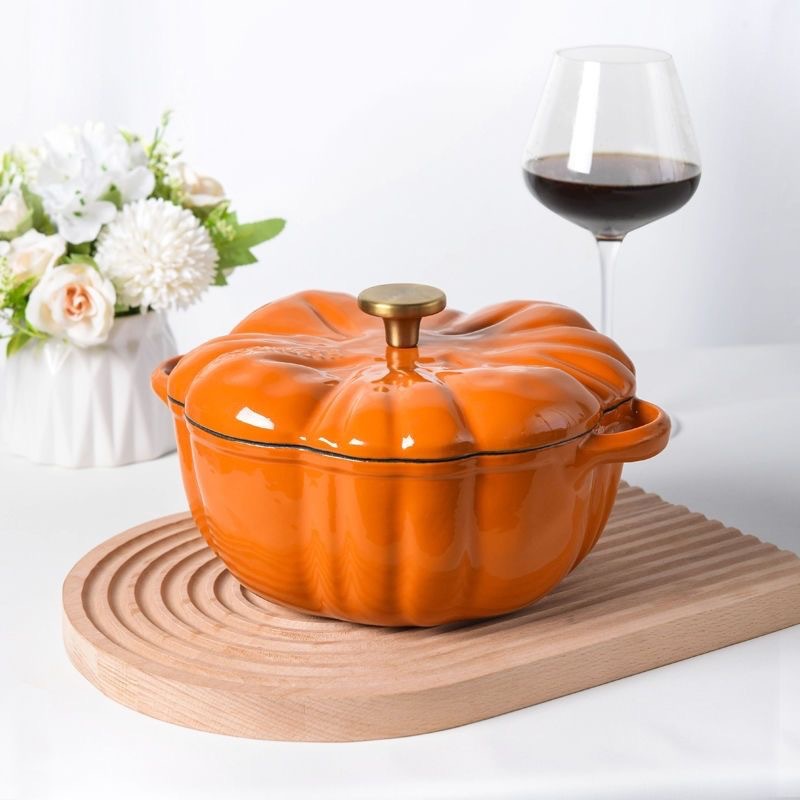 Enamel Pot Pumpkin-Shaped Enamel Pot for Soup and Stew Multi-Functional Pot Household Enamel Soup Pot Induction Cooker Universal