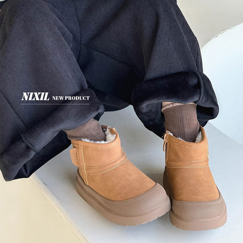 Children's Snow Boots, Boys' Large Cotton Boots, 2025 Winter New Style Fleece-Lined Girls' Cotton Shoes, Versatile Thickeneded Warm Winter Boots