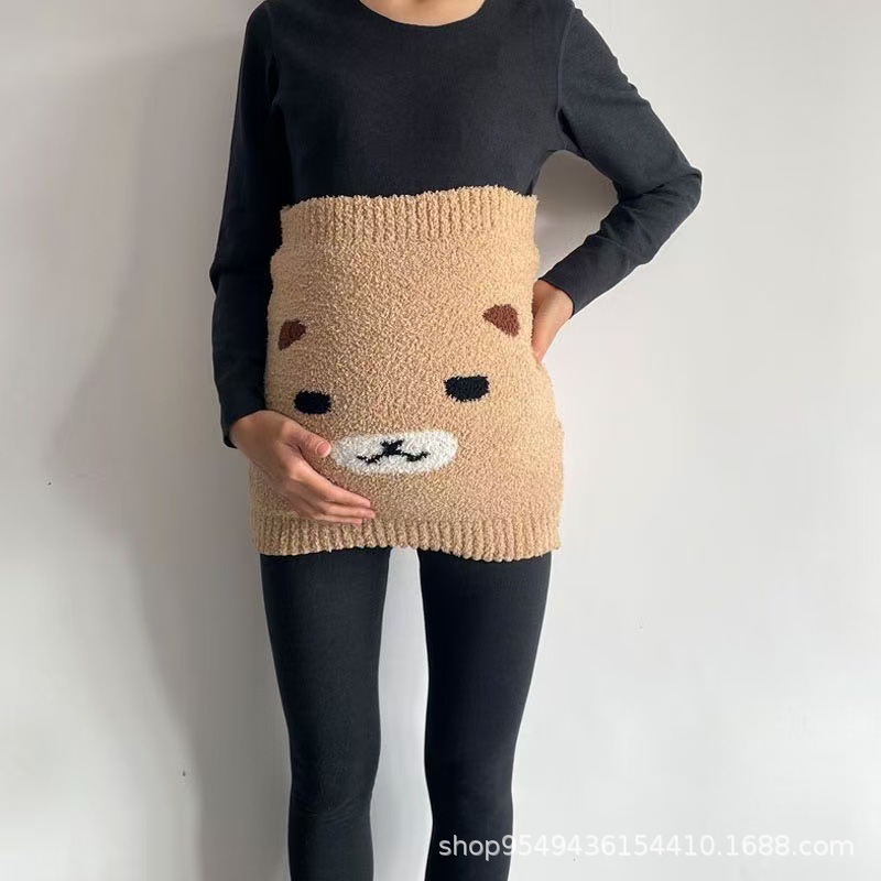 Autumn and Winter Extra-Long Thickened Loose Large-Size Maternity Belly Support Belt for Pregnant Women, Belly Protection for Overweight People, Postpartum Warmth and Cold Protection Belly Wrap