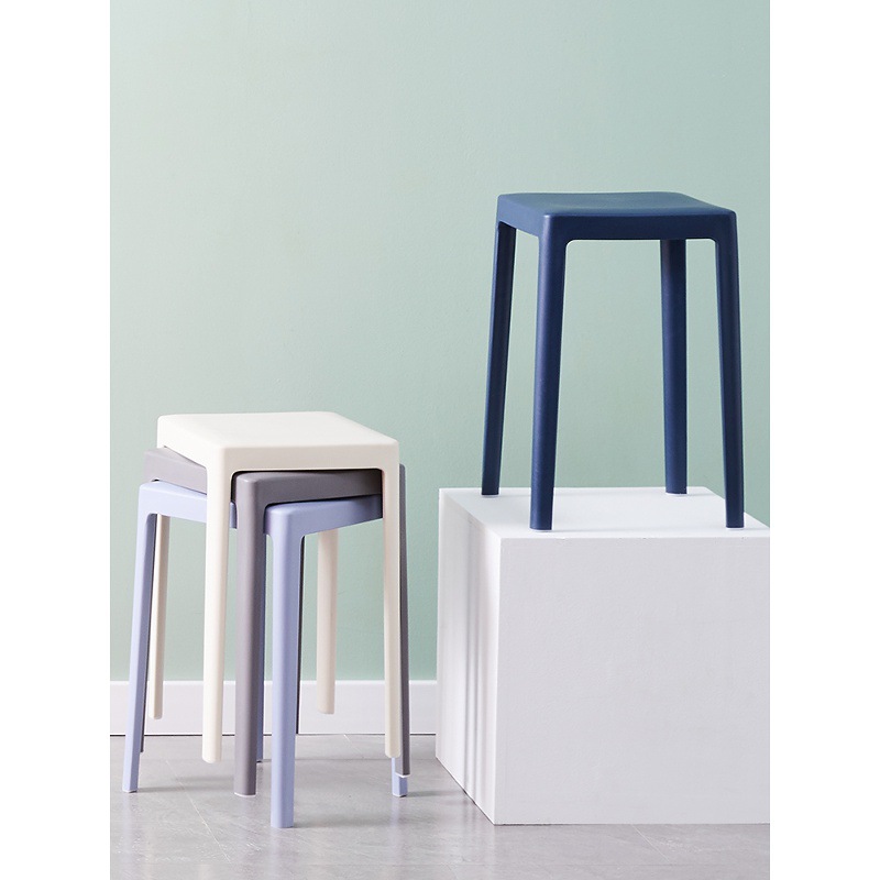 Утолщенный пластиковый табурет для взрослых, простой современный высокий табурет для обеденного стола, экономичный нордический круглый стул