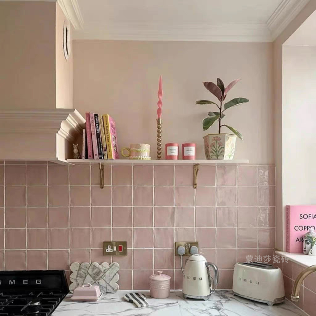 Dopamine Jelly Color Bathroom Tiles 100X100 Small Square Handmade Tiles Kitchen French Bathroom Wall Tiles