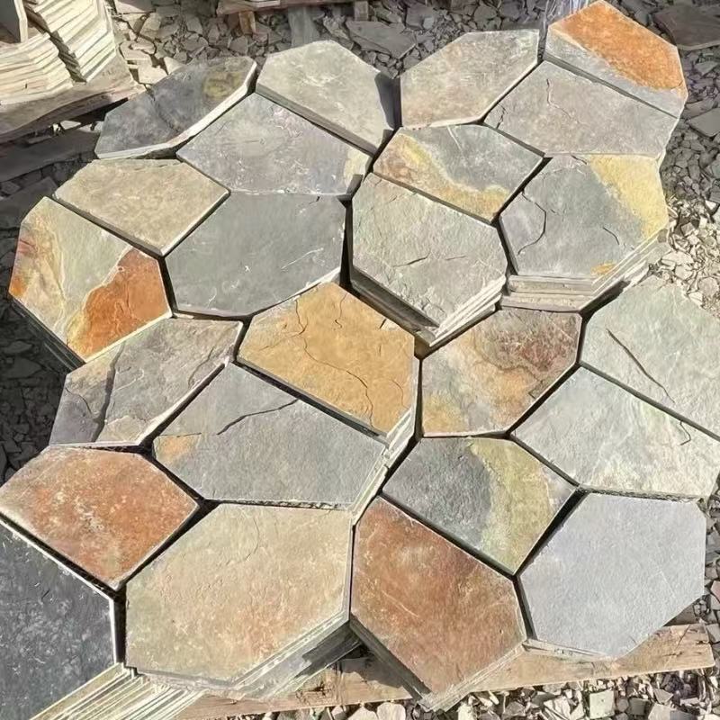 Cultural Stone Rust Plate with Ice Crack Pattern, Natural Crushed Stone for Landscaping, Gardens, Courtyards, and Paving