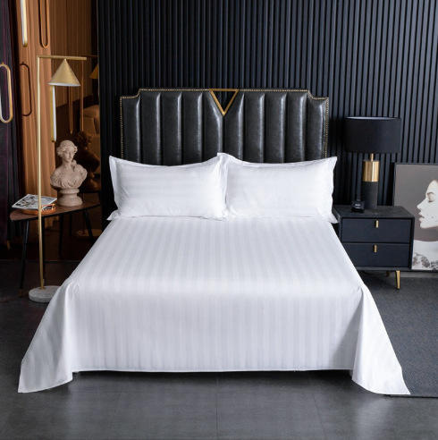 Hotel-Specific Bedding Hotel Linen Pure Cotton Single-Piece Bed and Breakfast Bed Sheets Quilt Cover Pillowcase Bedding White