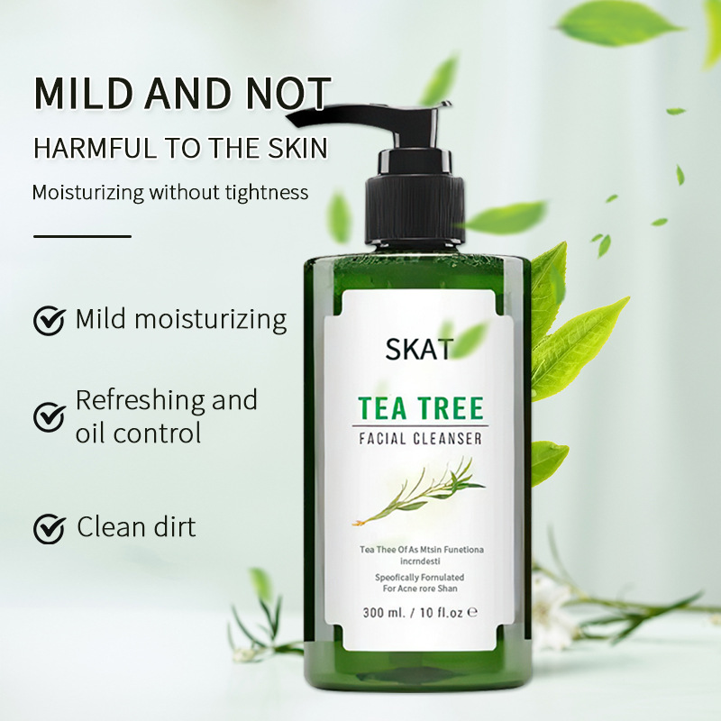 All English SKAT Tree Tea Facial Cleanser Gentle does not stimulate hydrating moisturizing cross-border facial cleanser foreign trade foam