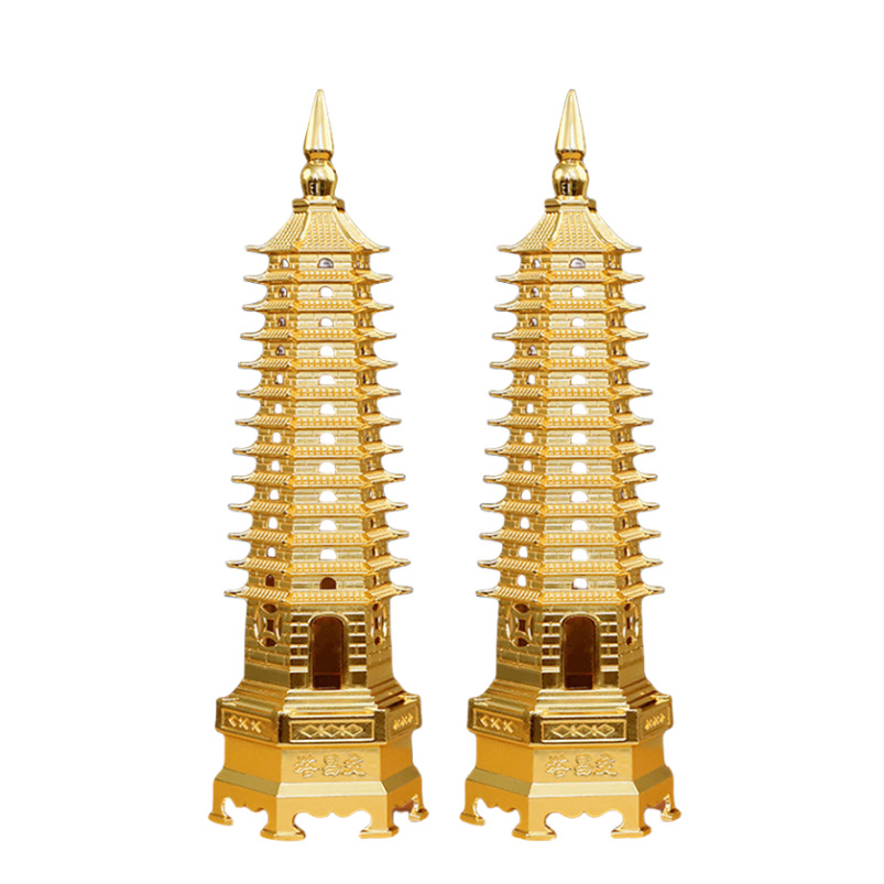 All Brass Nine-layer Thirteen-layer Wenchang Tower Ornaments Nine-layer Thirteen-layer Children's Desk Study Living Room Crafts Decoration