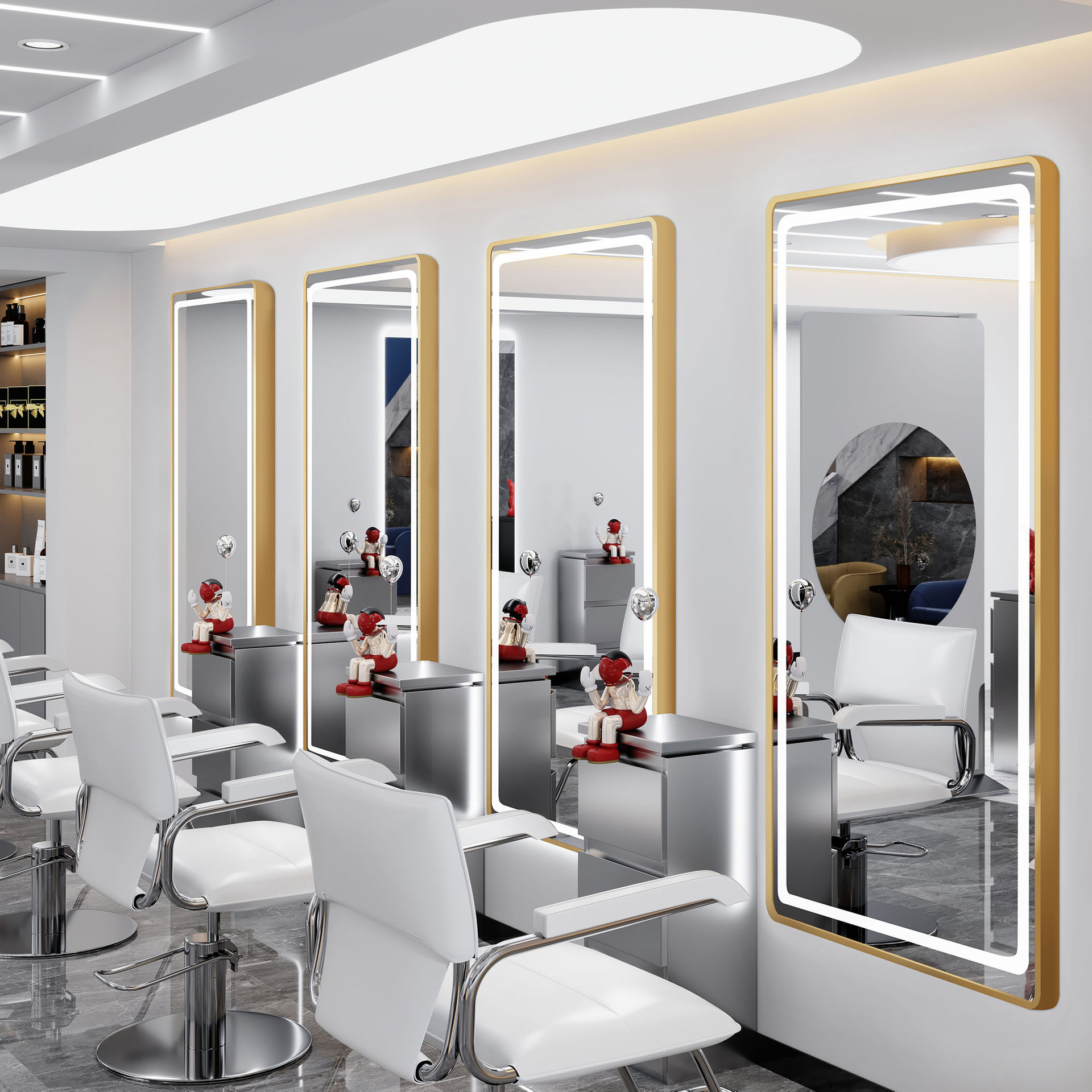 Factory direct barber shop hairdressing mirror table salon tide shop single wall simple light hair salon barber shop mirror