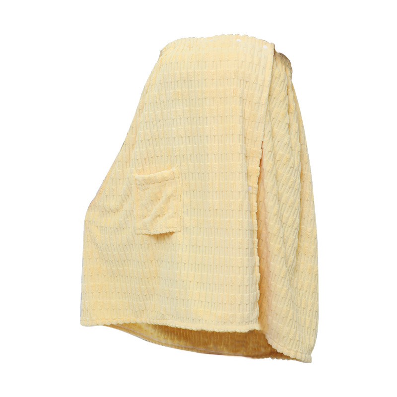 Coral Fleece Bath Skirt Plus Size New Bamboo Fleece Bathrobe Thickened Non-Slip Strapless Bath Skirt Soft Absorbent Pocket Bathrobe