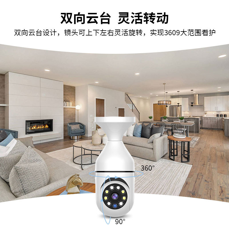 Factory Hot-Selling Wireless Panoramic Light Bulb Camera E27 Light Bulb Camera with Night Vision Dual Light 360-Degree Smart Monitoring