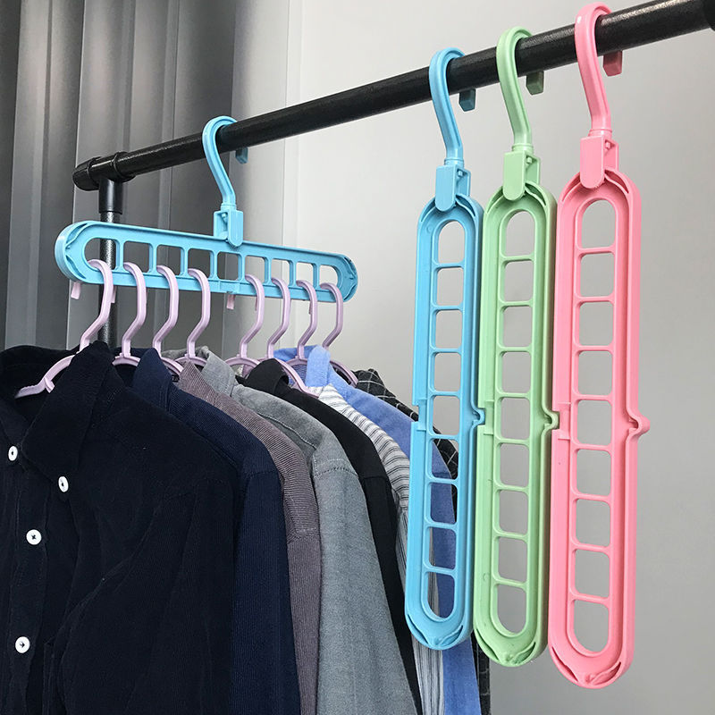 Multifunctional Clothes Hanger, Nine-Hole Clothes Hanger, Seamless Folding Trouser Rack, Dormitory Organization and Storage Artifact, Rotating Clothes Drying Rack Wholesale