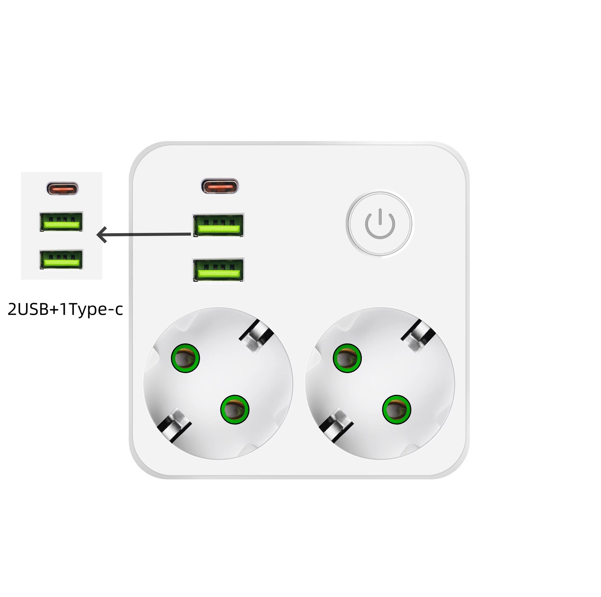 Cross-border supply of European standard plug-in adapter multi-function socket one turn multi-expansion USB European standard socket wholesale