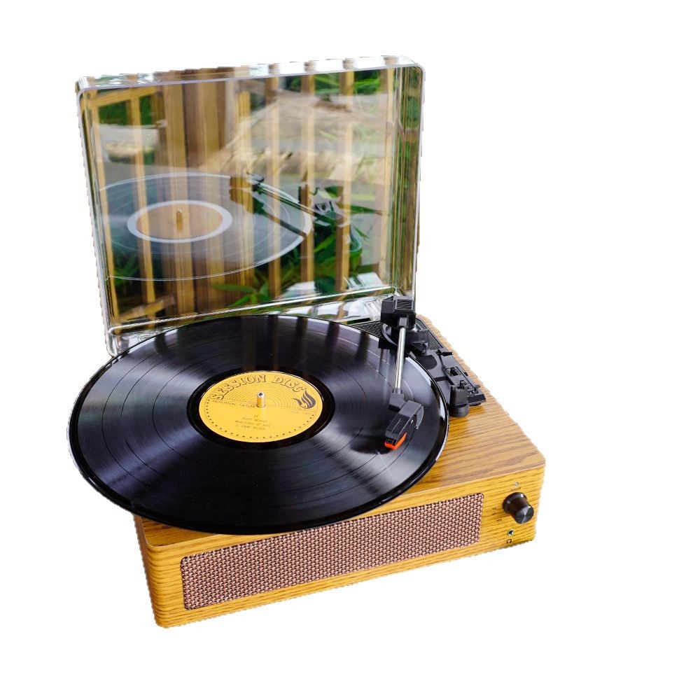 Transparent Cover Vinyl Record Player with Bluetooth Playback, Supports Type-C Power Supply, Gramophone with Retro Style Design