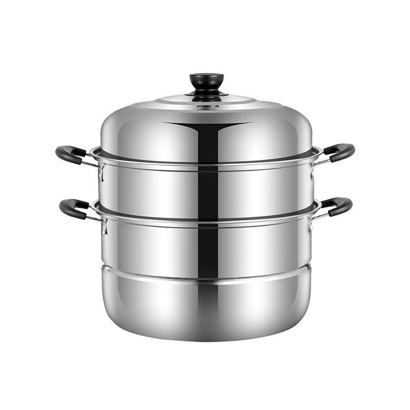 Thickened Stainless Steel Double-Layer Steamer Household Two-and Three-Layer Pot Large Soup Pot Steaming Fish Steaming Pot Induction Cooker Gas Stove