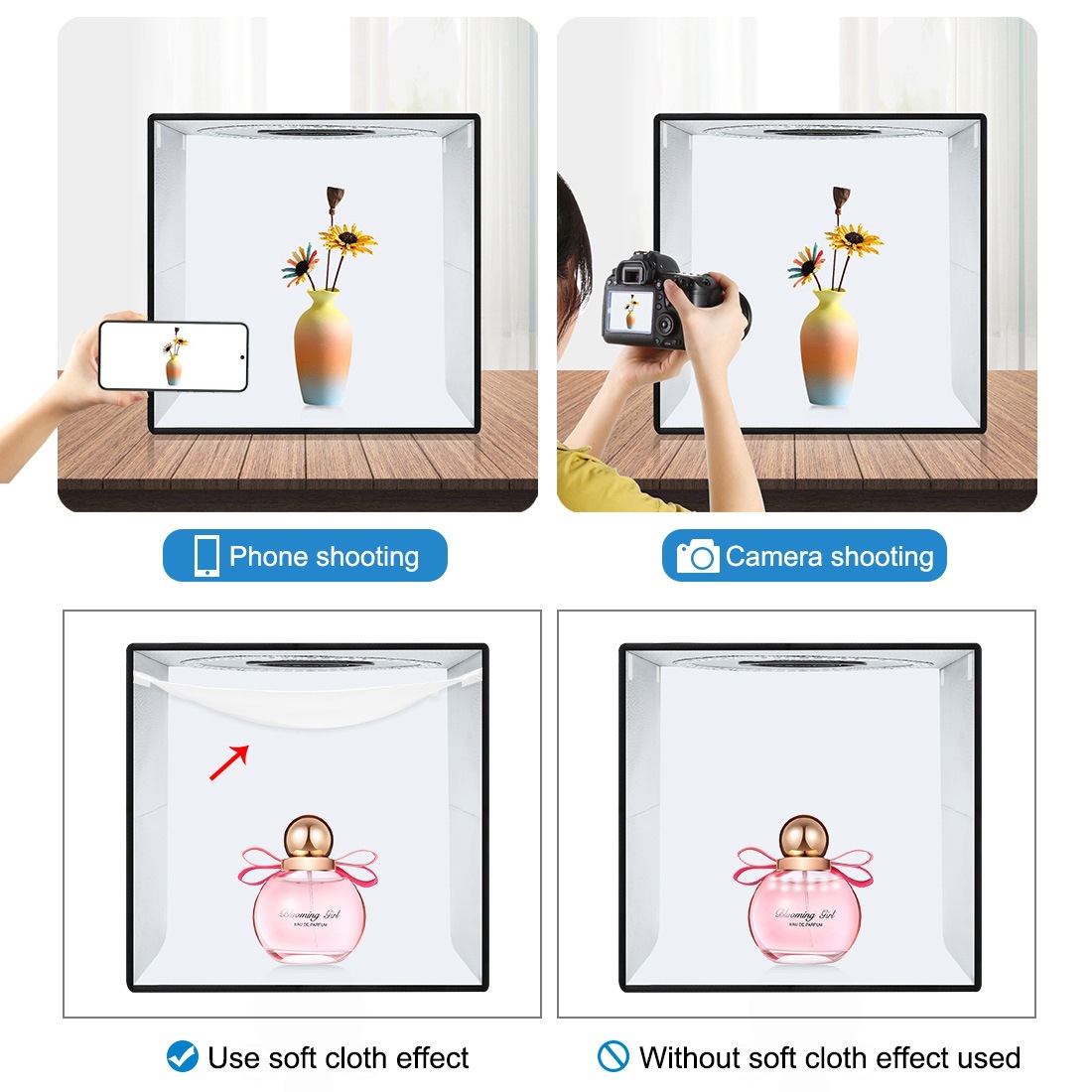 PULUZ fat cow 40cm folding studio ring light portable simple studio with 6 double-sided background cloth