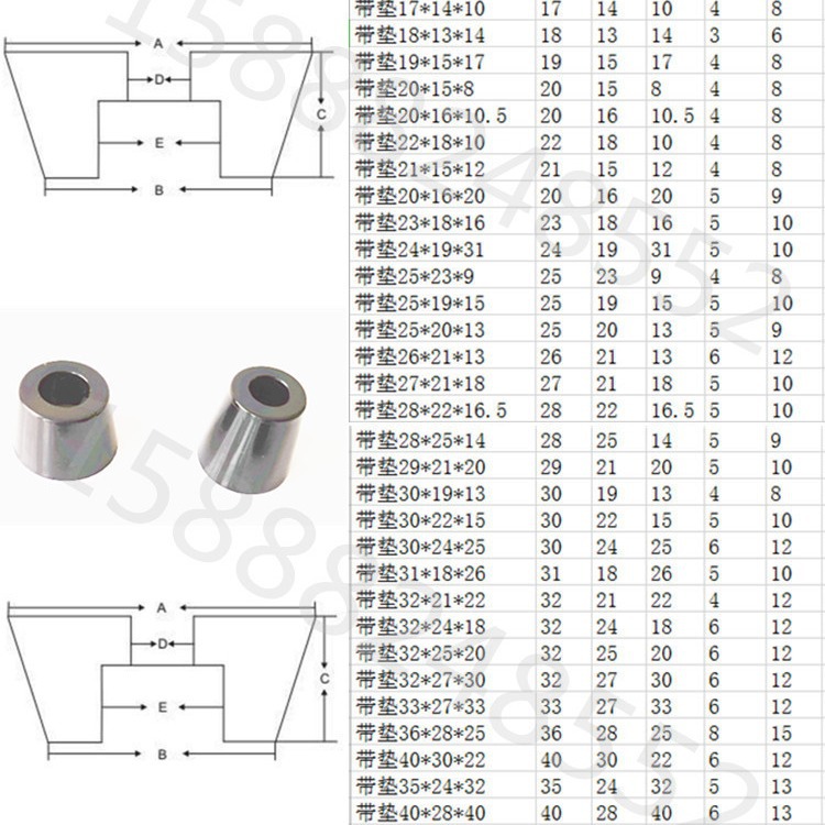 Rubber foot pad conical rubber foot round hole with stainless steel gasket shock absorption instrument audio machine foot foot