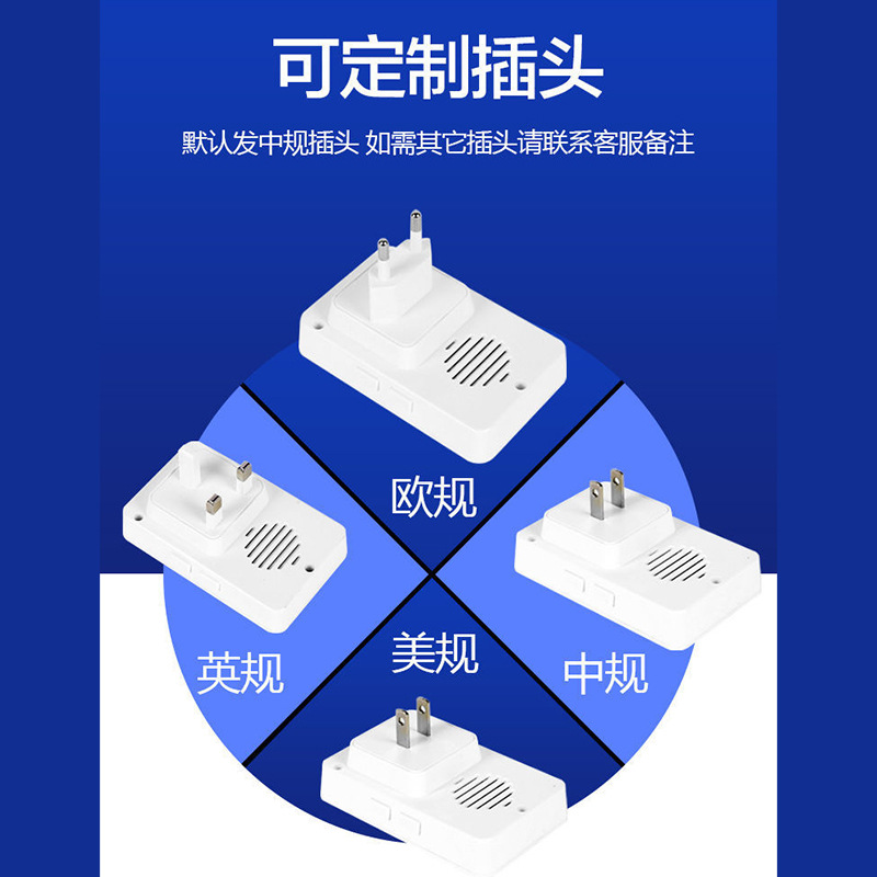 Cross-border Home Wireless Doorbell One Drag Two Drag One LED Flash Power-off Memory Smart Doorbell Pager for the Elderly