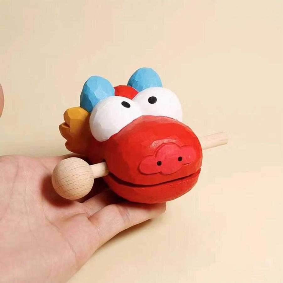 Деревянная фигурка рыбы для снятия стресса в офисе, резьба по дереву, голова дракона, эмоциональный декор для стола, девайс для снятия напряжения