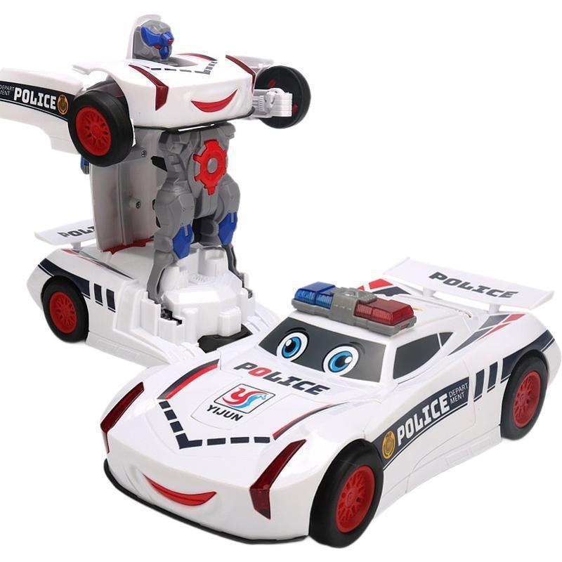 Cross-Border Children's Electric Universal Deformation Police Car Boy Toys 0-6 Years Old Treasure Educational Sound and Light Car Toys Wholesale