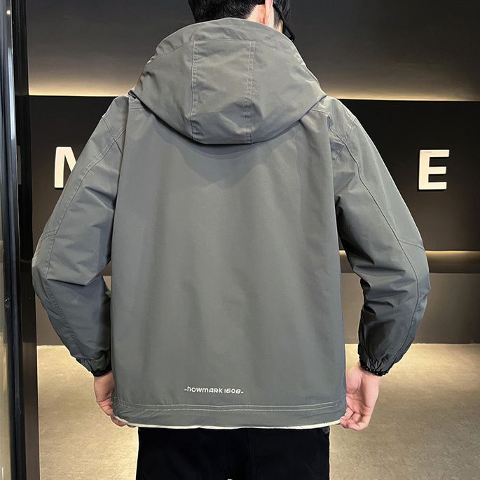 Men's Jacket Spring and Autumn 2025 New Trendy Hooded Work Jacket Youth Versatile Stylish Windproof Parka