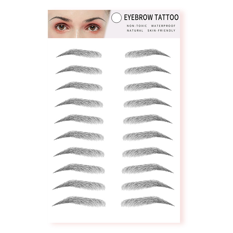Zhengxiang 2025 New European and American Eyebrow Stickers Waterproof Lazy Makeup Korean Style 6D Eyebrow Stickers Simulated Eyebrow Stickers