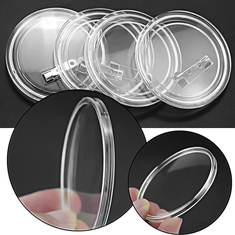 Transparent Acrylic Badge Photo Frame Badge Round Pin Badge Replaceable Picture Transparent Bar Material Can Be DIY