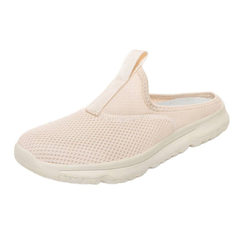 Cross-Border Plus-Size Couple Slippers for Women, Summer Versatile Soft-Soled Ins Style, Casual Mesh Closed-Toe Half Shoes for Women