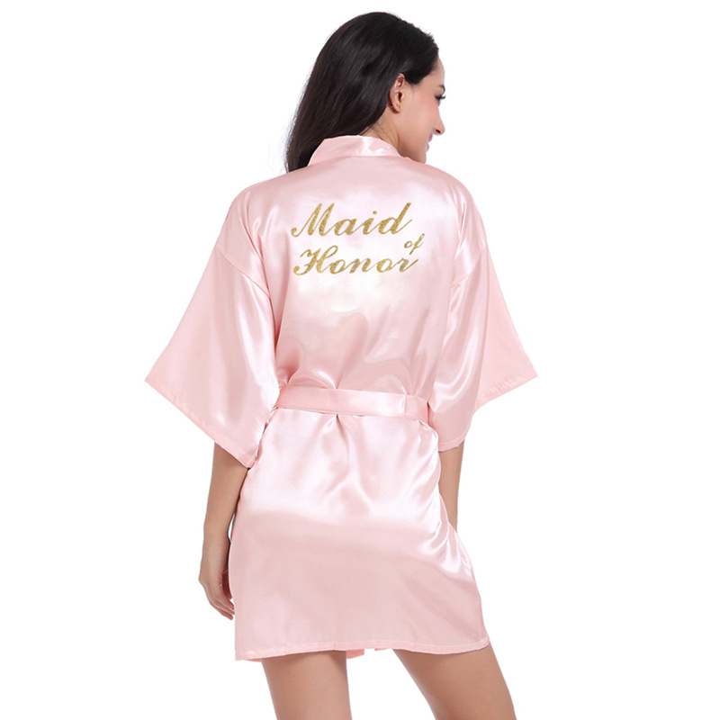 Кардиган для подружки невесты с золотым тиснением, легкий халат для главной подружки невесты, имитация шелка