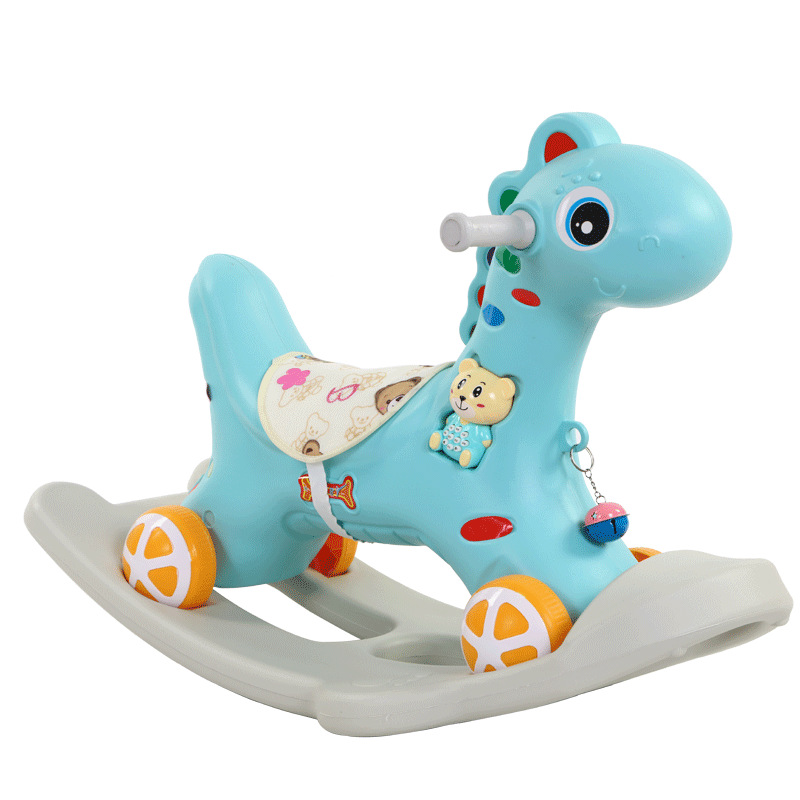 Children's Rocking Horse in Stock Rocking Horse Baby Rocking Horse Two-In-One Baby One-Year-Old Gift Small Wooden Horse Dual-Use Toy