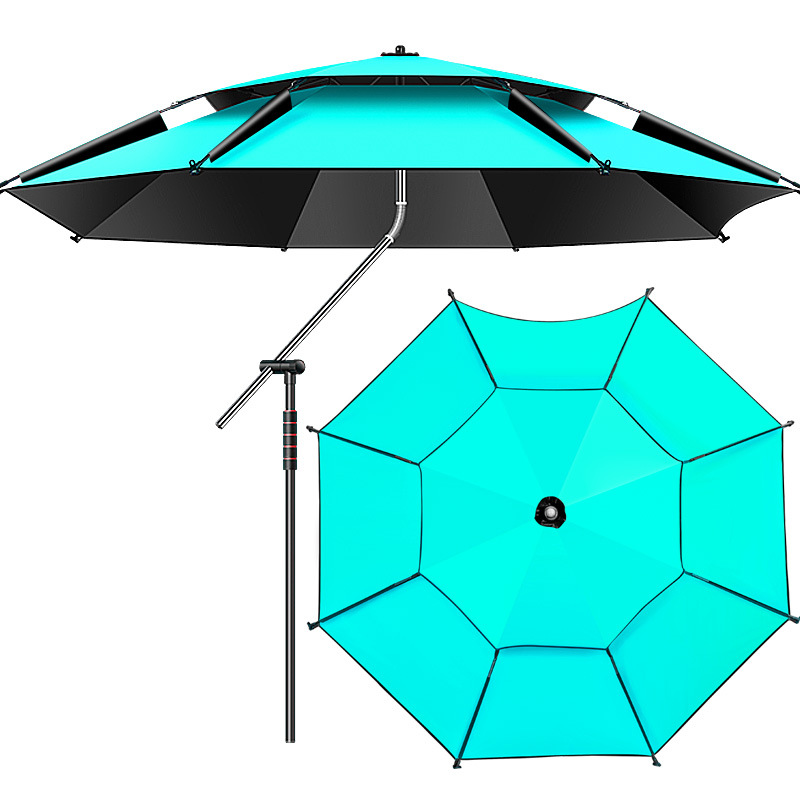 Factory direct cane umbrella fishing umbrella field fishing sunshade sunscreen rainproof double-layer thickened upgraded black rubber umbrella cloth