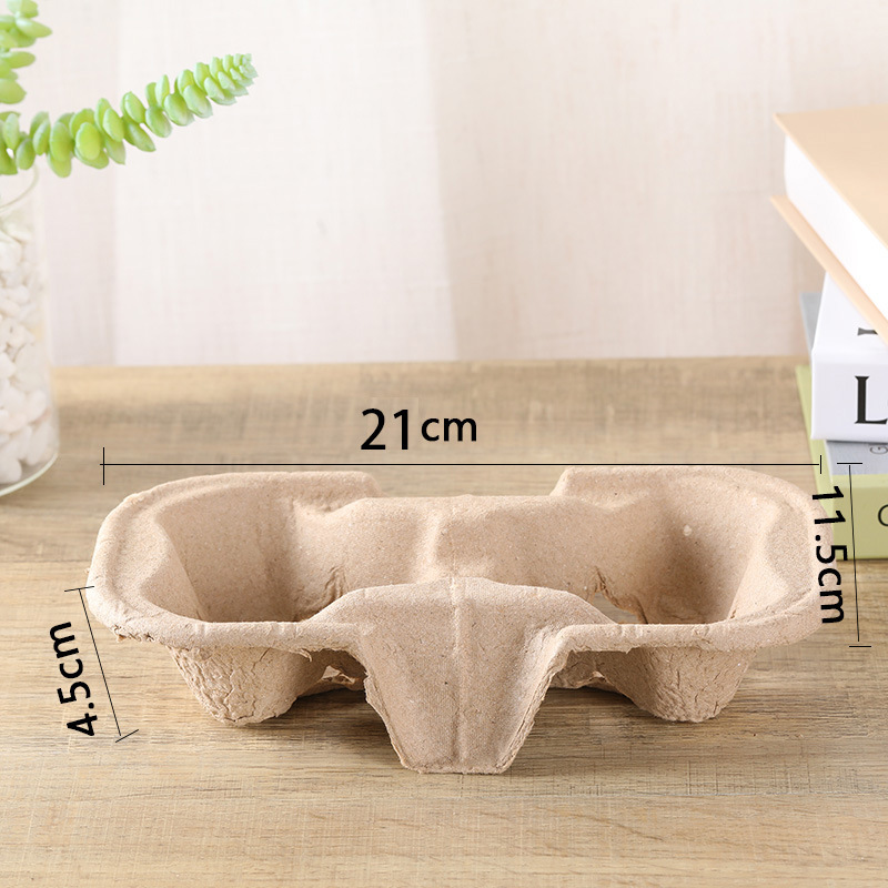 Cup Mop Disposable Milk Tea Tray Single and Double Four-Cup Paper Pulp Takeaway Removable Packaged Coffee Paper Cup Beverage Tray