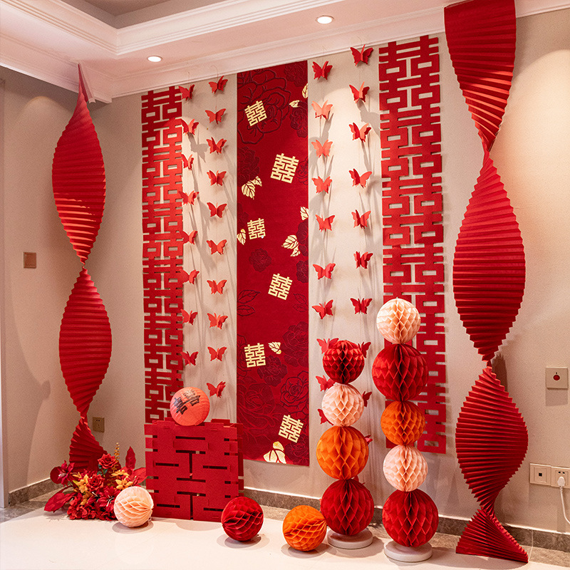 Wedding Decoration Set for the Groom's New House and the Bride's Bedroom, Garland Hanging Decorations, Wedding Dressing Gown Background Wall