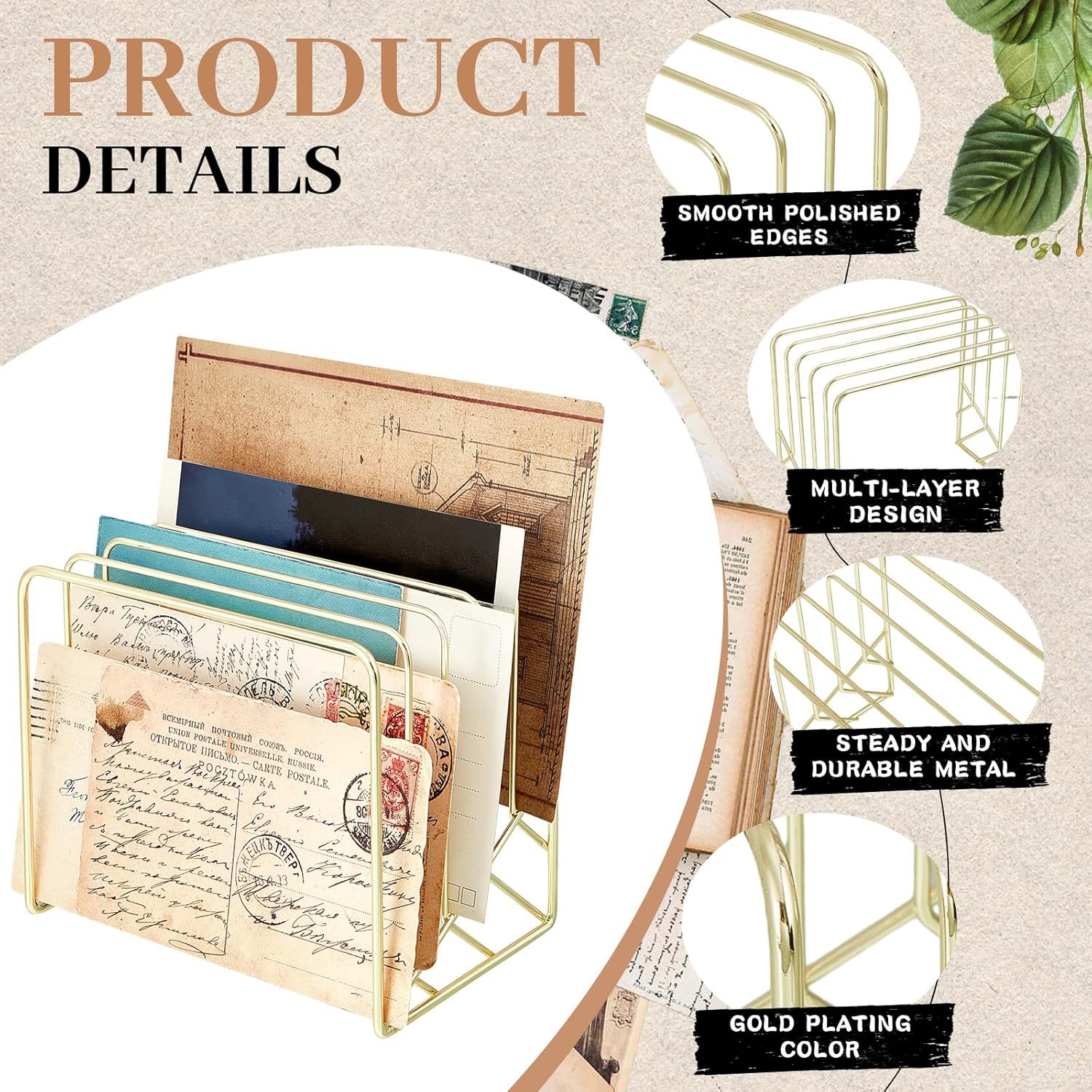 Modern Simple Scandinavian Style Desktop Golden Iron Bookshelf Magazine Rack File Rack Bookend