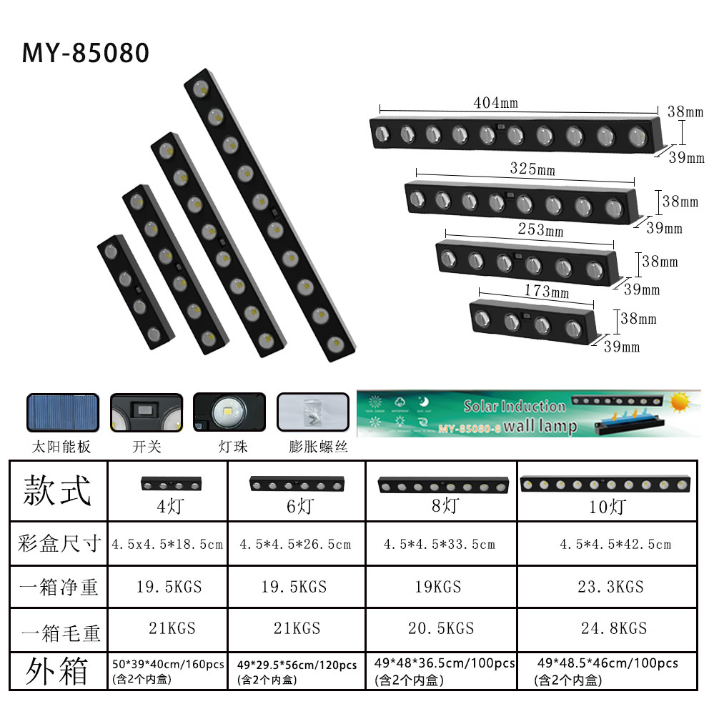 New solar outdoor garden lamp white warm light home wall lamp shop sign lighting atmosphere wall washing lamp belt wholesale