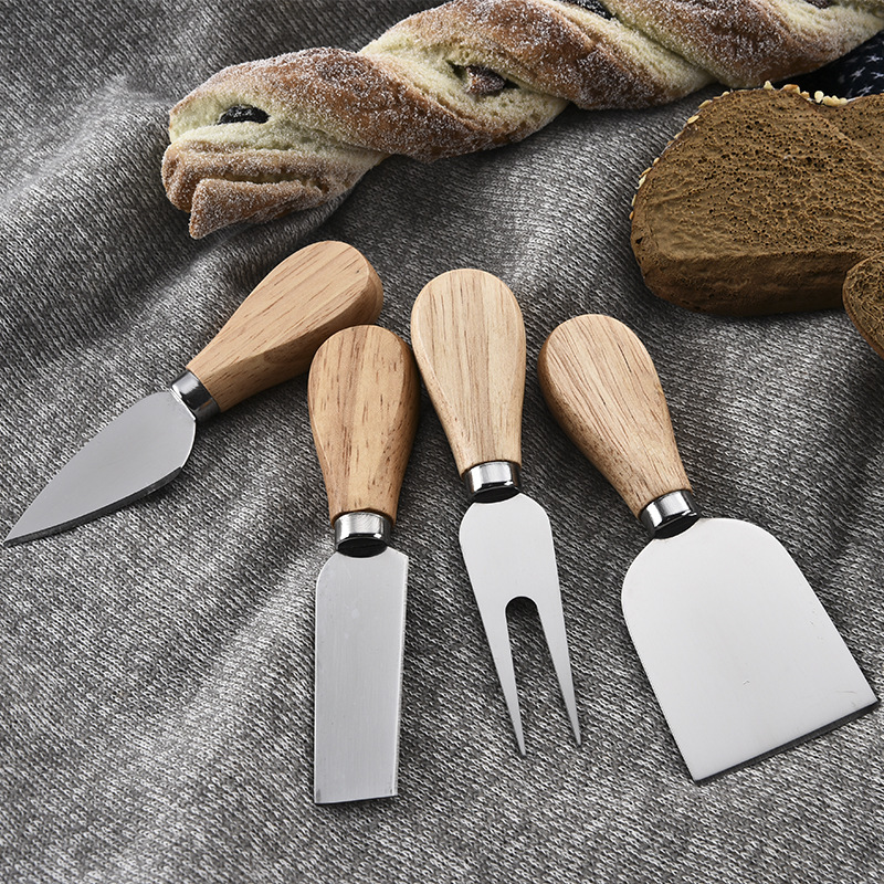Нож для сыра с ручкой из дуба, набор для подарка, нож для масла и вилка из нержавеющей стали