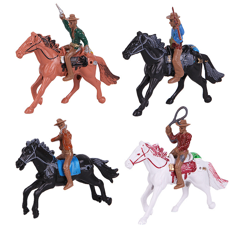 Cross-border Amazon riding doll model eight bottles of people eight horses Western Denim Indians sand table ancient characters