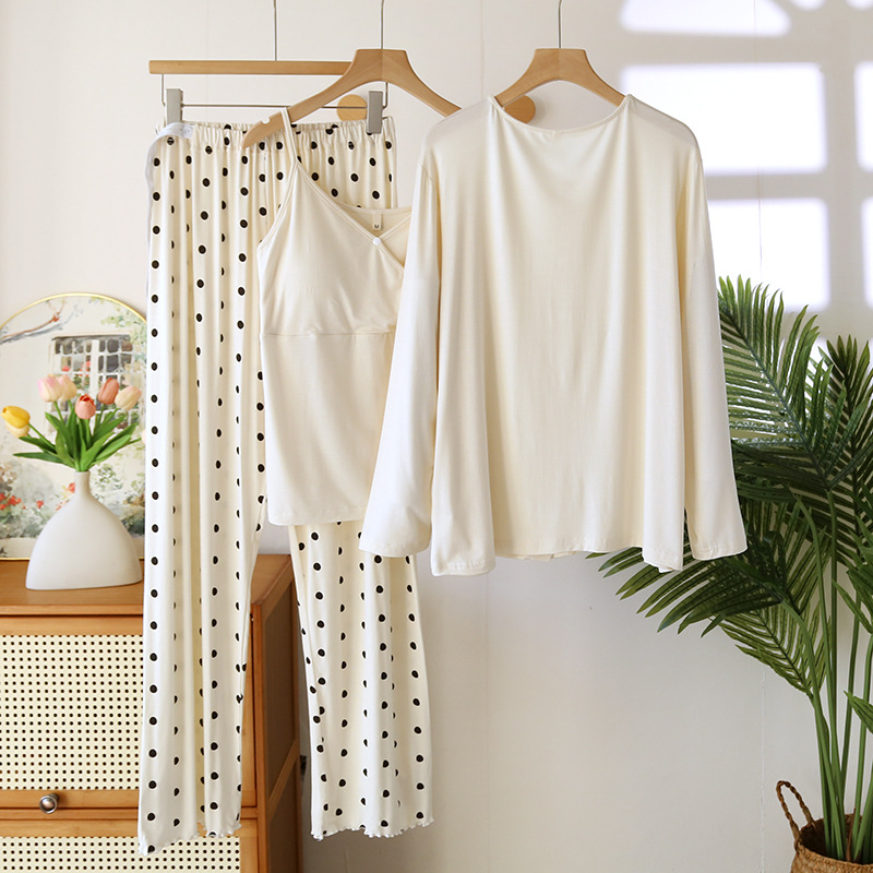 New month clothing spring and summer modal three-piece long sleeve trousers pregnant women nursing pajamas a generation of hair