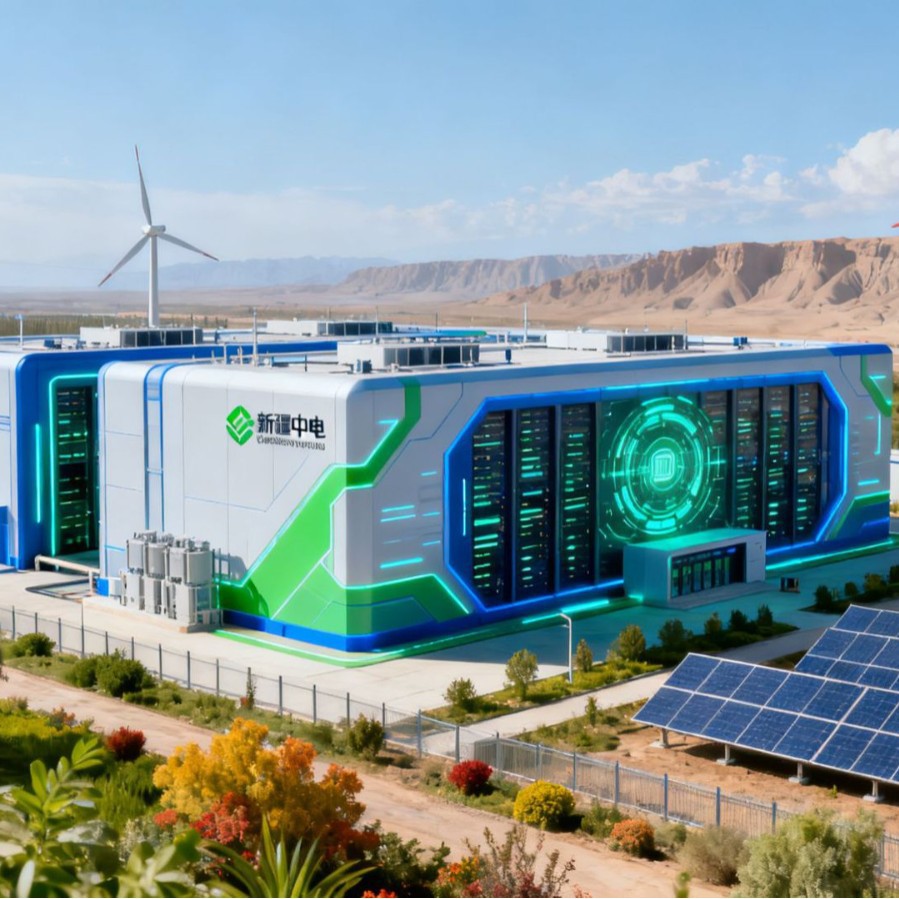 10 000 P Синьцзянские индикаторы вычислительной мощности и 8 ГВт зеленой электроэнергии, солнечной и ветровой энергии, центр интеллектуальных вычислений передаются как единый пакет
