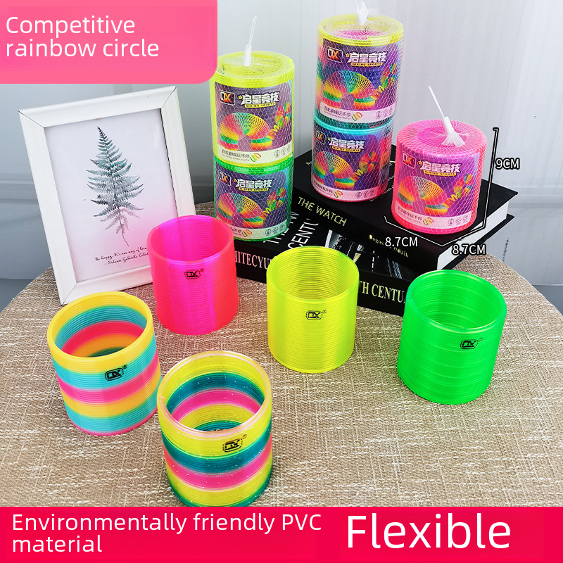 Night supermarket cross-border rainbow circle stalls around the school hot selling small toy spring ring large wholesale competitive circle